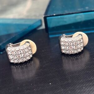 Swarovski Crystal & Silver Clip On Earrings - Costume Jewelry